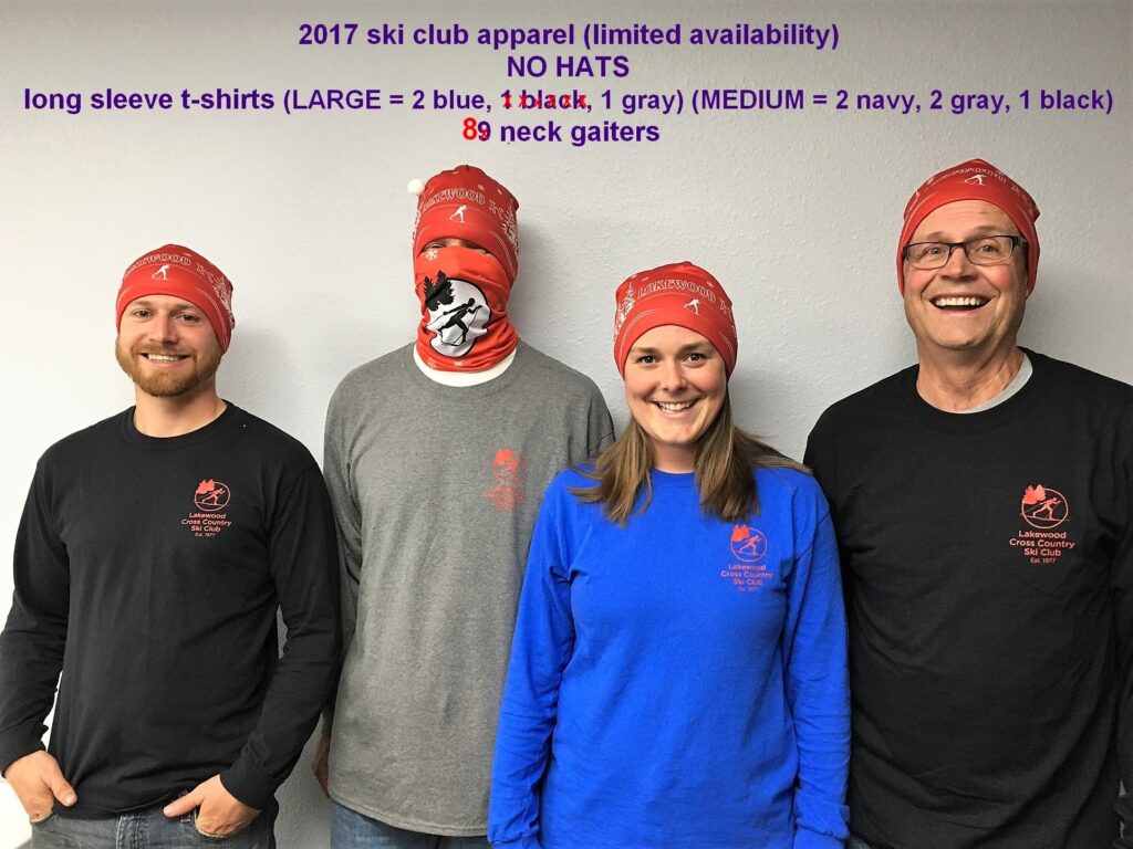 Club hats, shirts and neck gaiters